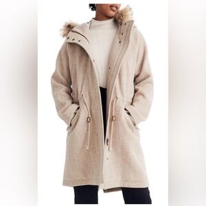 Madewell Beige Vancouver Parka with Faux Fur Hood NWOT XXS fits like XS / S
